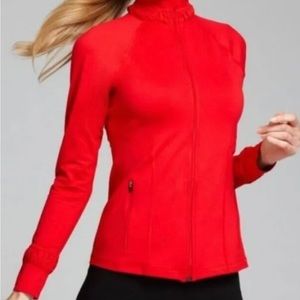 SPANX ACTIVE CONTOUR RED ZIP UP JACKET, SZ XL, vents in back, breathable, active